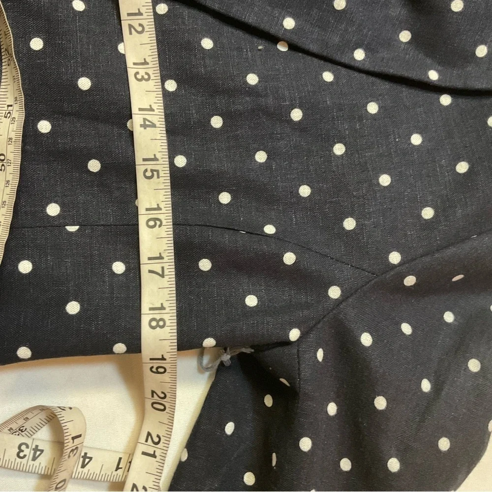 Liz Claiborne Navy Polka Dot Blazer Linen Blend Size 4